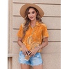 Zeagoo Womens Button Down Shirt Bust Pocket Short Sleeve Blouses Summer Top(Boho Orange 294)