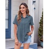 Zeagoo Womens Button Down Shirt Bust Pocket Short Sleeve Blouses Summer Top(Dark Denim Blue)