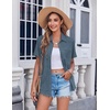 Zeagoo Womens Button Down Shirt Bust Pocket Short Sleeve Blouses Summer Top(Dark Denim Blue)