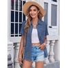 Zeagoo Womens Button Down Shirt Bust Pocket Short Sleeve Blouses Summer Top(Denim Blue)