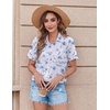 Zeagoo Womens Button Down Shirt Bust Pocket Short Sleeve Blouses Summer Top(Floral Blue 361)