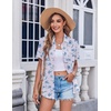 Zeagoo Womens Button Down Shirt Bust Pocket Short Sleeve Blouses Summer Top(Floral Blue 361)