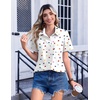 Zeagoo Womens Button Down Shirt Bust Pocket Short Sleeve Blouses Summer Top(Heart Colorful 25)