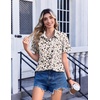 Zeagoo Womens Button Down Shirt Bust Pocket Short Sleeve Blouses Summer Top(Leopard Apricot 443)