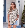 Zeagoo Womens Button Down Shirt Bust Pocket Short Sleeve Blouses Summer Top(Leopard Apricot 443)