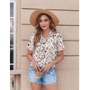 Zeagoo Womens Button Down Shirt Bust Pocket Short Sleeve Blouses Summer Top(Leopard Apricot 443)