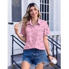 Zeagoo Womens Button Down Shirt Bust Pocket Short Sleeve Blouses Summer Top(Letters Love 81)