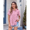 Zeagoo Womens Button Down Shirt Bust Pocket Short Sleeve Blouses Summer Top(Letters Love 81)