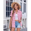 Zeagoo Womens Button Down Shirt Bust Pocket Short Sleeve Blouses Summer Top(Letters Love 81)