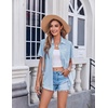 Zeagoo Womens Button Down Shirt Bust Pocket Short Sleeve Blouses Summer Top(Light Blue)