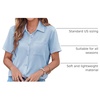 Zeagoo Womens Button Down Shirt Bust Pocket Short Sleeve Blouses Summer Top(Light Blue)