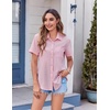 Zeagoo Womens Button Down Shirt Bust Pocket Short Sleeve Blouses Summer Top(Light Pink)
