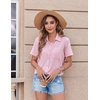 Zeagoo Womens Button Down Shirt Bust Pocket Short Sleeve Blouses Summer Top(Light Pink)