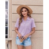 Zeagoo Womens Button Down Shirt Bust Pocket Short Sleeve Blouses Summer Top(Lilac)