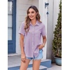 Zeagoo Womens Button Down Shirt Bust Pocket Short Sleeve Blouses Summer Top(Lilac)