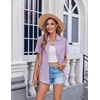 Zeagoo Womens Button Down Shirt Bust Pocket Short Sleeve Blouses Summer Top(Lilac)