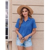 Zeagoo Womens Button Down Shirt Bust Pocket Short Sleeve Blouses Summer Top(Snorkel Blue)