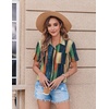 Zeagoo Womens Button Down Shirt Bust Pocket Short Sleeve Blouses Summer Top(Stripes Multicolor 289)