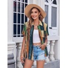 Zeagoo Womens Button Down Shirt Bust Pocket Short Sleeve Blouses Summer Top(Stripes Multicolor 289)