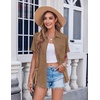 Zeagoo Womens Button Down Shirt Bust Pocket Short Sleeve Blouses Summer Top(Tan)