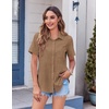 Zeagoo Womens Button Down Shirt Bust Pocket Short Sleeve Blouses Summer Top(Tan)