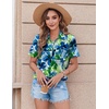 Zeagoo Womens Button Down Shirt Bust Pocket Short Sleeve Blouses Summer Top(Wf32)