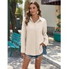 Zeagoo Womens Button Down Shirts Long Sleeve Casual Cotton Gauze Tops(Khaki)