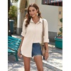 Zeagoo Womens Button Down Shirts Long Sleeve Casual Cotton Gauze Tops(Khaki)