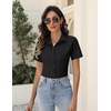 Zeagoo Women’s Button Down Shirts Short Sleeve Dress Shirts Business Tops(Black)