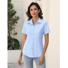 Zeagoo Women’s Button Down Shirts Short Sleeve Dress Shirts Business Tops(Blue)