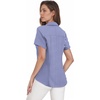 Zeagoo Women’s Button Down Shirts Short Sleeve Dress Shirts Business Tops(Blue White Stripe)