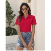 Zeagoo Women’s Button Down Shirts Short Sleeve Dress Shirts Business Tops(B-red)