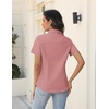 Zeagoo Women’s Button Down Shirts Short Sleeve Dress Shirts Business Tops(Dark Pink)