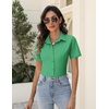 Zeagoo Women’s Button Down Shirts Short Sleeve Dress Shirts Business Tops(Green)