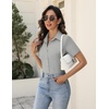 Zeagoo Women’s Button Down Shirts Short Sleeve Dress Shirts Business Tops(Grey)