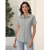 Zeagoo Women’s Button Down Shirts Short Sleeve Dress Shirts Business Tops(Grey)