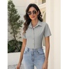 Zeagoo Women’s Button Down Shirts Short Sleeve Dress Shirts Business Tops(Grey)