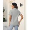 Zeagoo Women’s Button Down Shirts Short Sleeve Dress Shirts Business Tops(Grey)