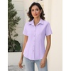 Zeagoo Women’s Button Down Shirts Short Sleeve Dress Shirts Business Tops(Lilac)