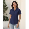 Zeagoo Women’s Button Down Shirts Short Sleeve Dress Shirts Business Tops(Navy Blue)