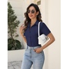 Zeagoo Women’s Button Down Shirts Short Sleeve Dress Shirts Business Tops(Navy Blue)