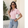 Zeagoo Women’s Button Down Shirts Short Sleeve Dress Shirts Business Tops(Pink)