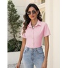 Zeagoo Women’s Button Down Shirts Short Sleeve Dress Shirts Business Tops(Pink)