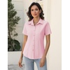 Zeagoo Women’s Button Down Shirts Short Sleeve Dress Shirts Business Tops(Pink)