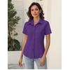 Zeagoo Women’s Button Down Shirts Short Sleeve Dress Shirts Business Tops(Purple)