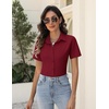 Zeagoo Women’s Button Down Shirts Short Sleeve Dress Shirts Business Tops(Red)
