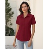 Zeagoo Women’s Button Down Shirts Short Sleeve Dress Shirts Business Tops(Red)