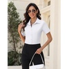 Zeagoo Women’s Button Down Shirts Short Sleeve Dress Shirts Business Tops(White)