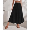 Zeagoo Women’s Chiffon Elastic High Waist Pleated Maxi Skirt with Pockets(Black)
