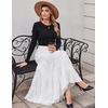 Zeagoo Women’s Chiffon Elastic High Waist Pleated Maxi Skirt with Pockets(White)